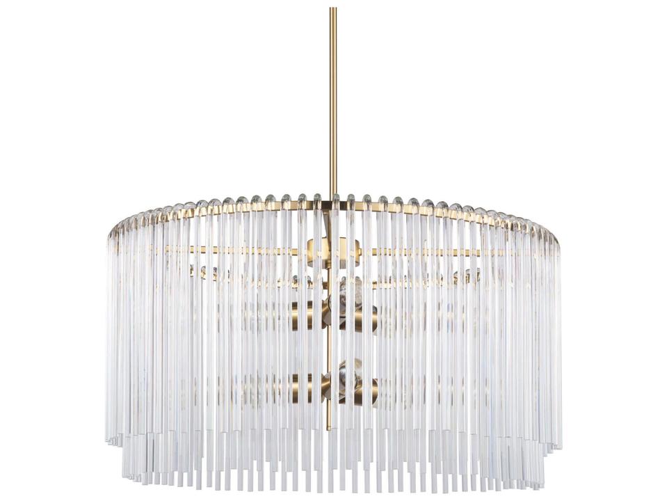Elsa (26"x14") Clear Glass and Gold Metal Frame Six Bulb Chandelier