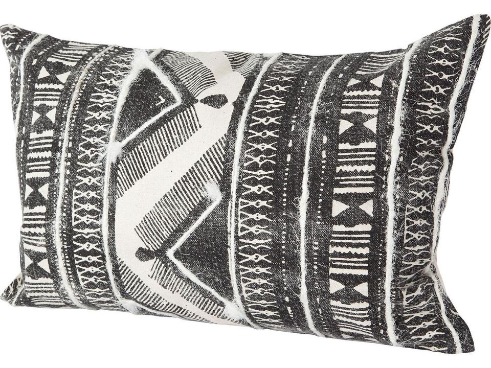 Beveridge II 14 x 26 Black And White Embroidered Pattern Decorative Pillow Cover