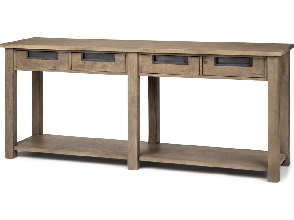 Harrelson III 72L x 18W Brown Wood 4 Drawer Console Table