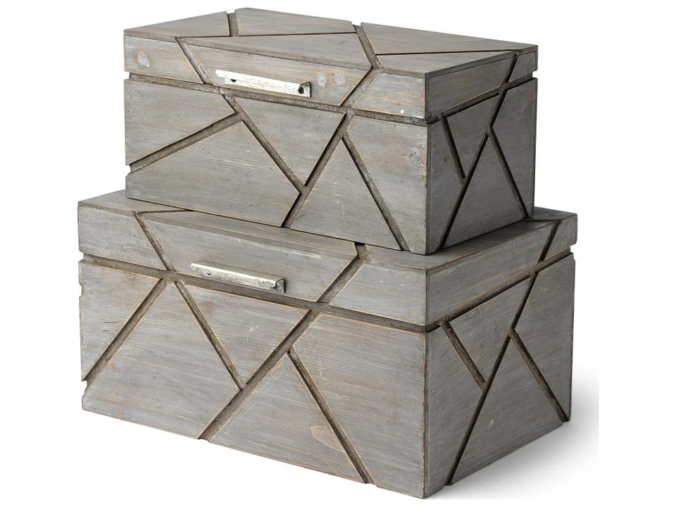 Niobe (Set of 2) 16L x 11W Gray Wooden Nesting Boxes