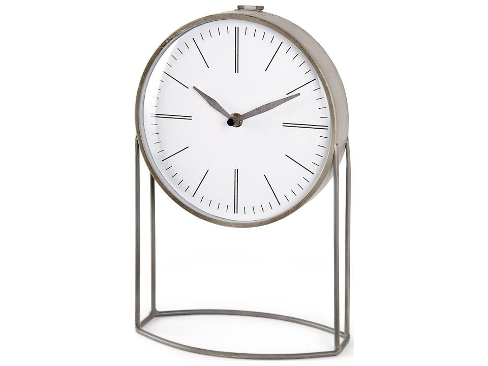 Aurus Matte Gray Metal Table Clock with White Face