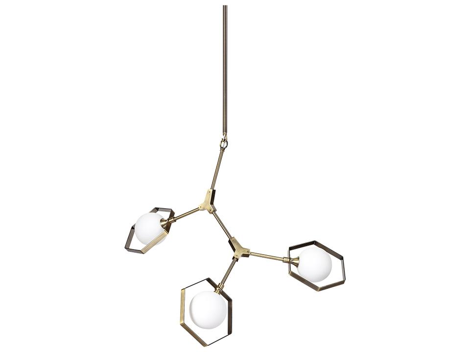 Desousa II (33.9"L x 8.8"W x 28"H) Champagne Metal Multi-Arm Three Light Chandelier