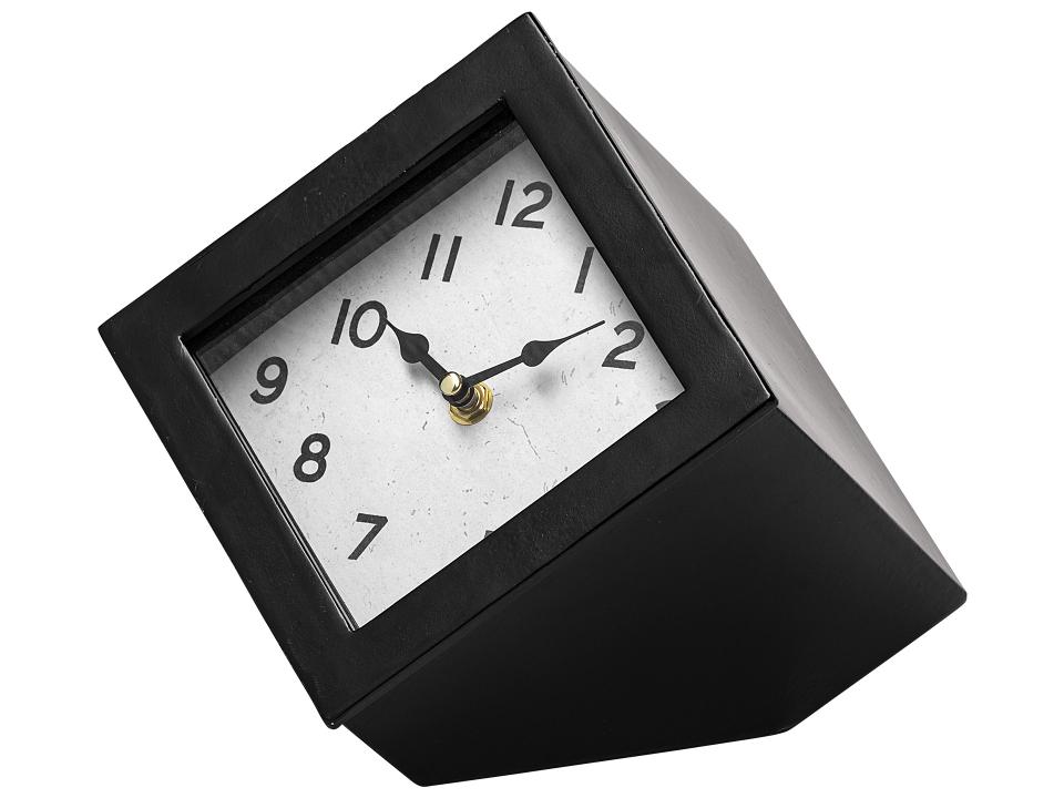 Ralph II Black Metal Cube Table Clock in Matte Black