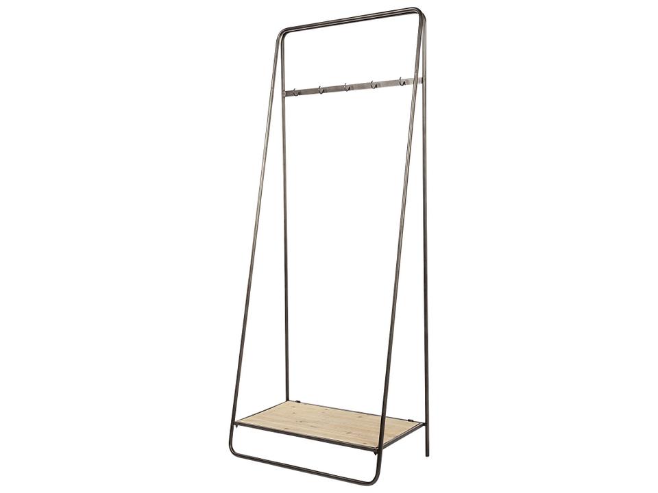 Carell 31L x 18W Black Metal And Wood Shelf Hall Tree
