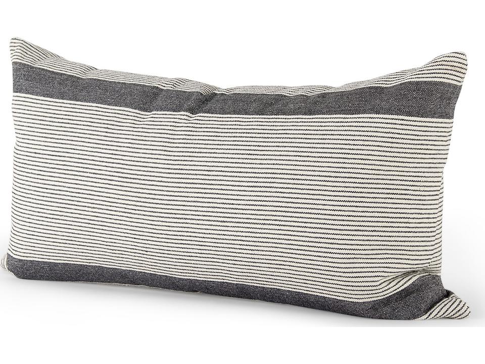 Nancy 14 x 26 Beige With Black Stripe Detail Decorative Pillow Cover