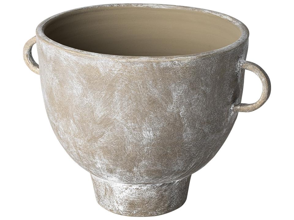 Deya Large Rustic Brown Ceramic Vase with C-Shaped Handles