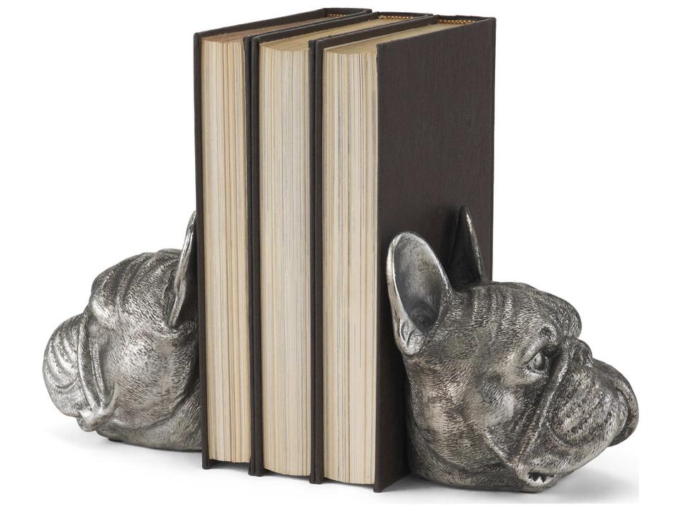 Bruno (Set of 2) 5L x 5W Silver American Bulldog Bookends