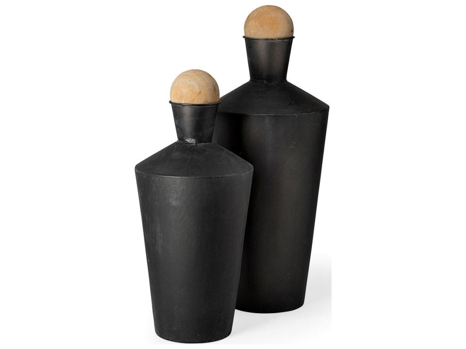 Asher Set of Two Black Metal Urns