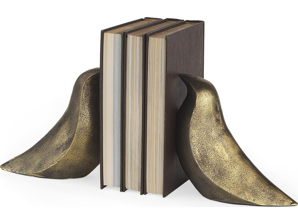 Dover (Set of 2) 15L x 4W Gold Aluminum Dove Bookends
