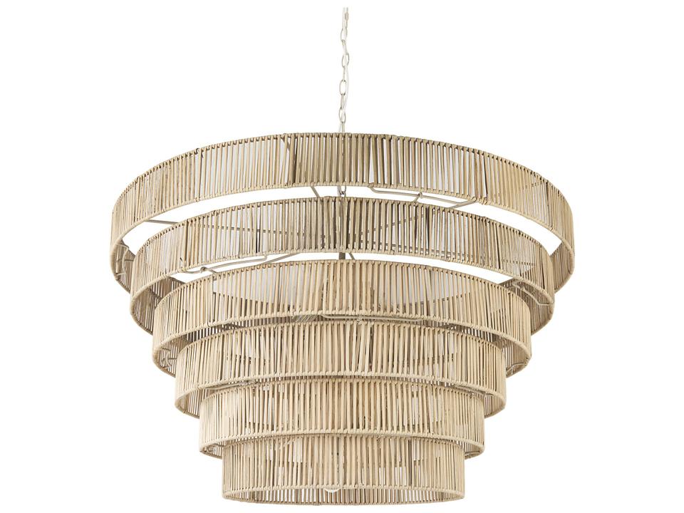 Marimba 40 L x 40 W x 24 H Natural Cane 6 Tier Chandelier