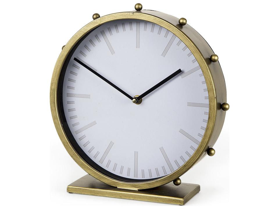 Marian Gold Metal Round Table Clock with Studs