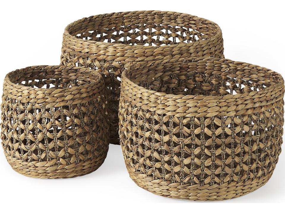 Dakota 15.0L x 15.0W x 11.8H (Set of 3) Medium Brown Seagrass Round Basket