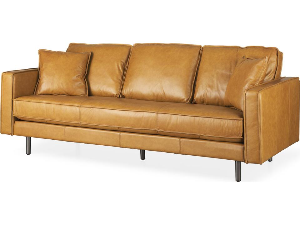 D'Arcy 3-Seat Full-Aniline Leather Sofa in Tan with Inverted Seams