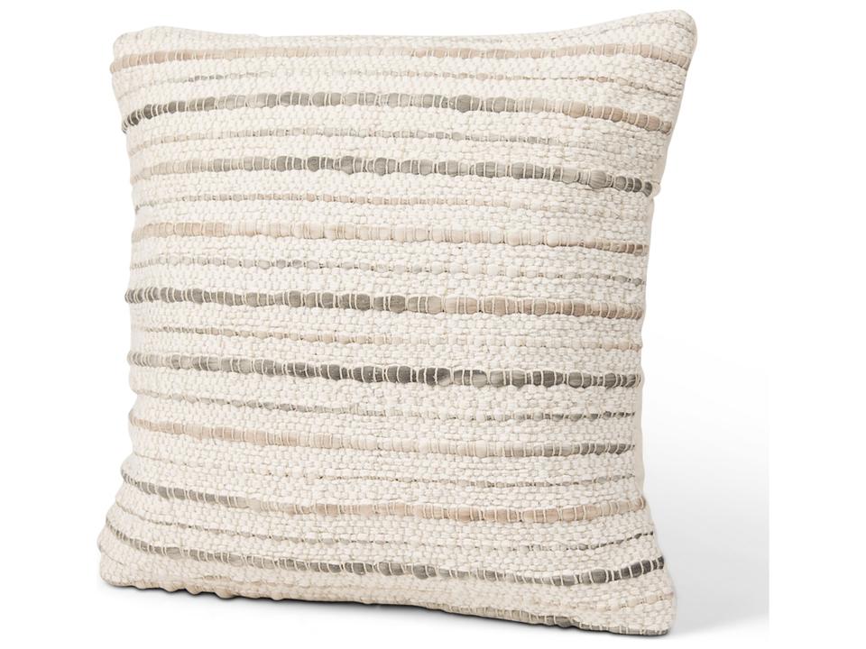 Kodi Square Pillow Cover Handwoven Cotton Blend Neutral Stripes