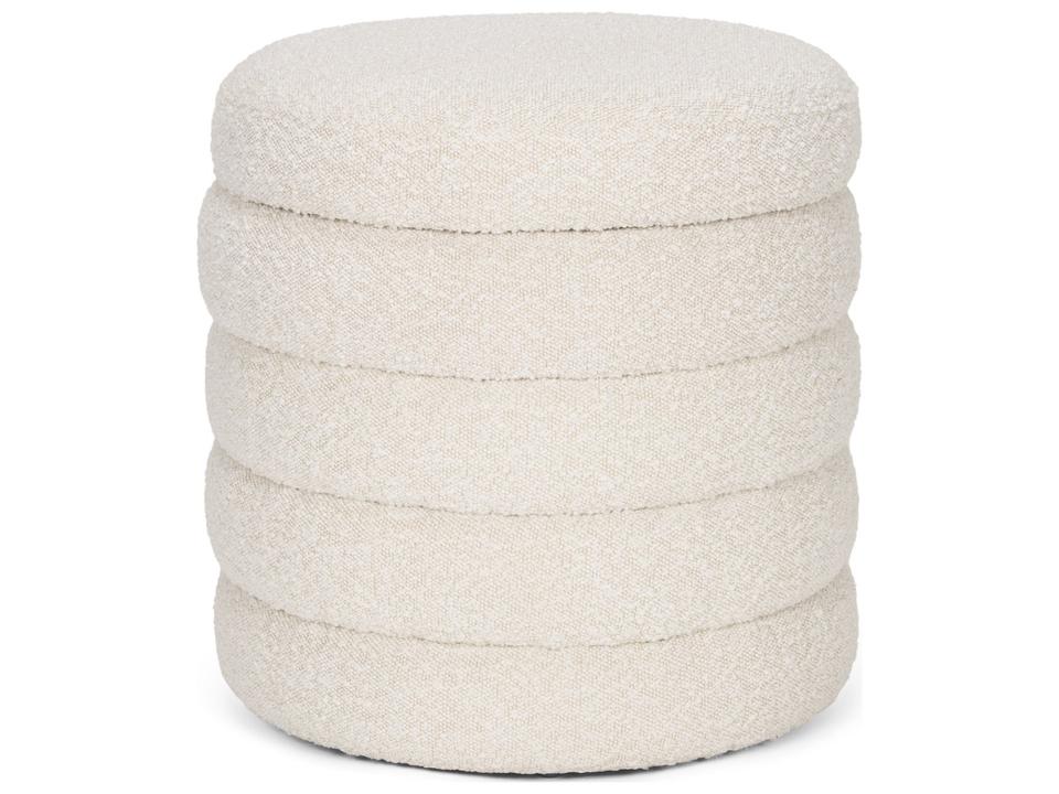 Elise Cream Boucle Round Upholstered Storage Ottoman