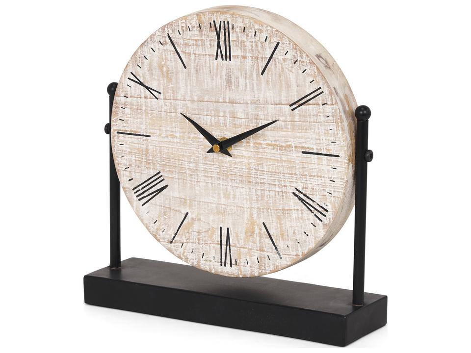 Raja Matte Black Metal Wood Table Clock