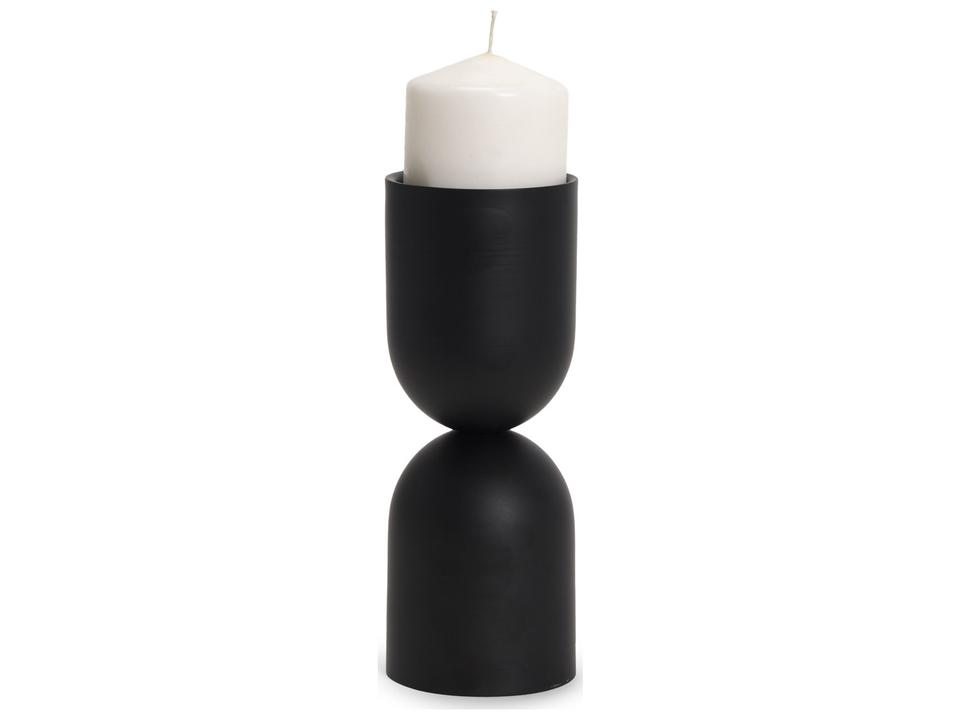 Qamra Short Black Metal Pillar Candle Holder