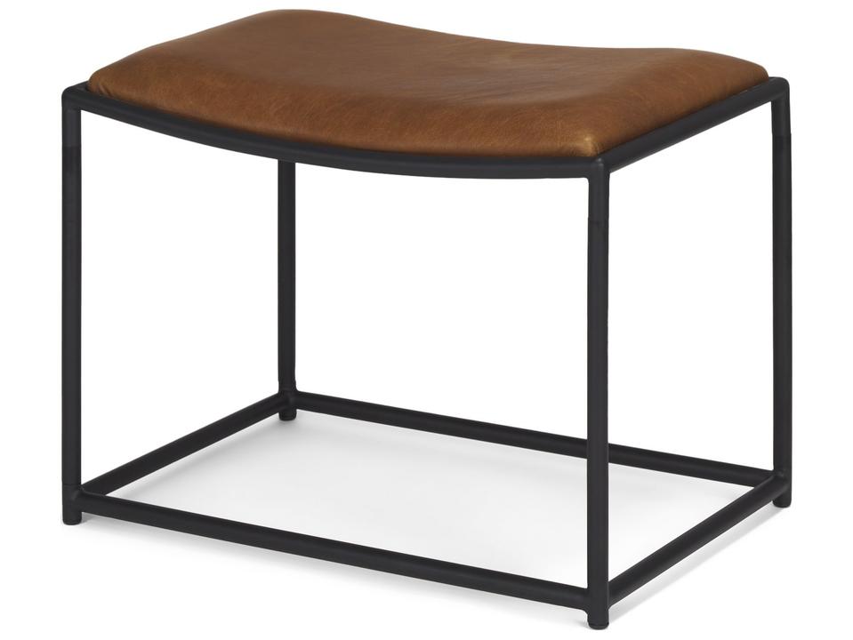 Taniel Accent Stool Brown Leather with Black Metal