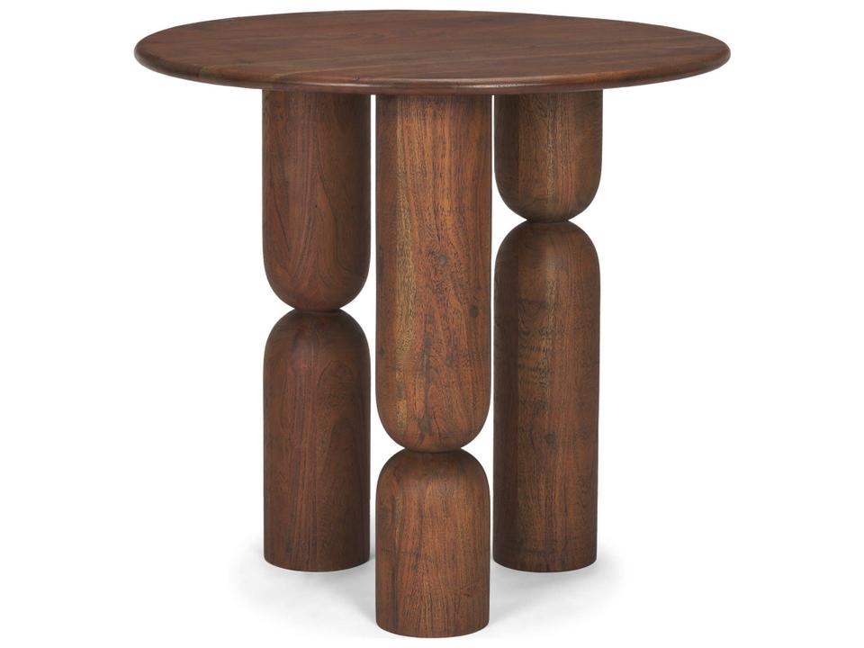 Sonel Pedestal Foyer Table in Medium Dark Brown Acacia Wood