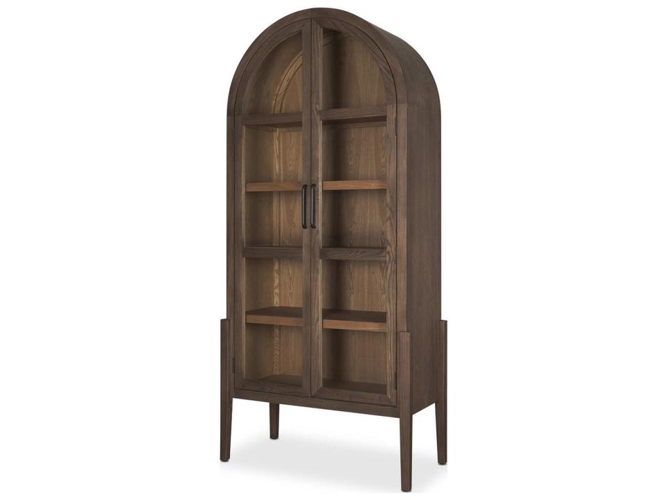 Teva Two-Toned Arched Curio Cabinet with Glass Doors