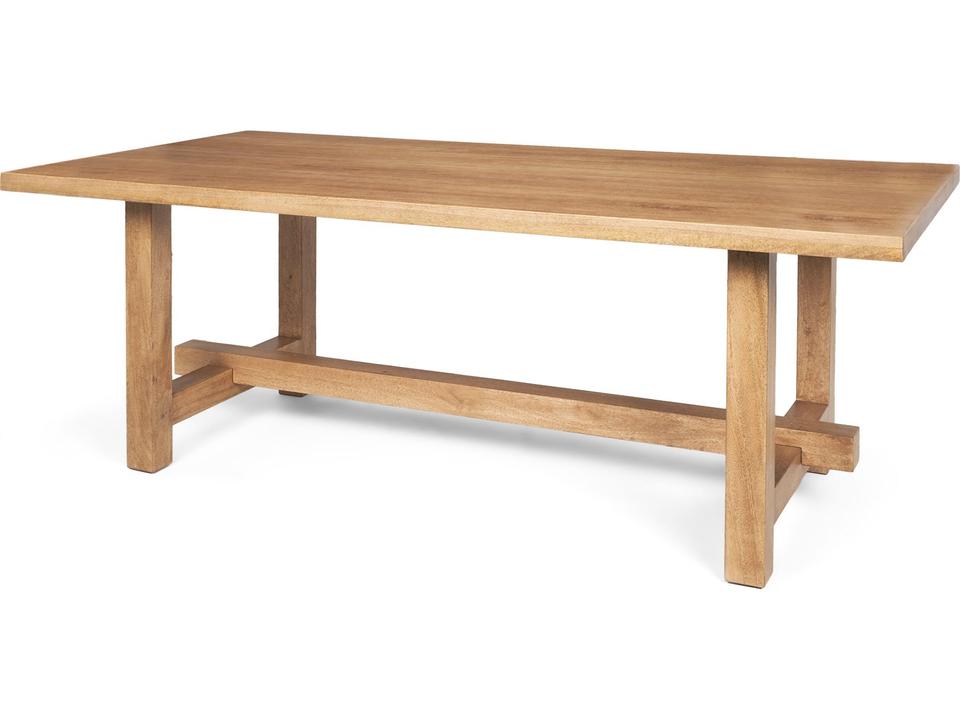 Suke Rectangular Natural Wood Trestle Dining Table