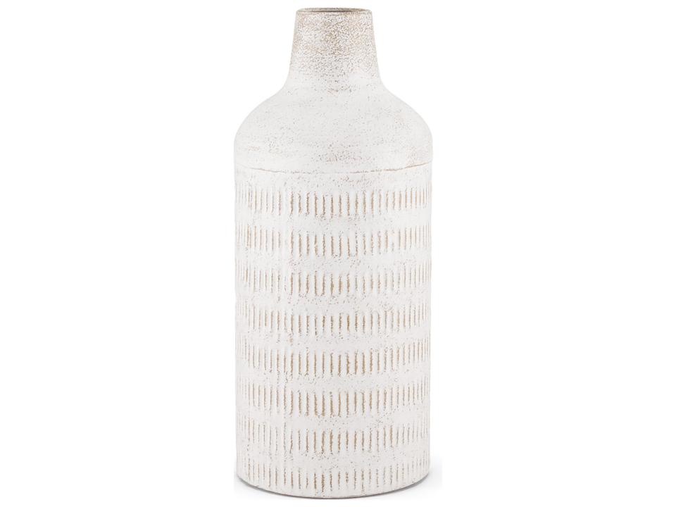 Tisha Large White W/ Terracotta Distressing Metal Vase