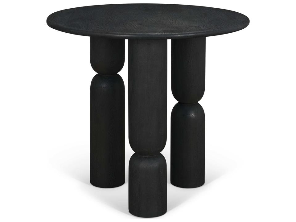 Sonel Matte Black Wood Pedestal Foyer Table