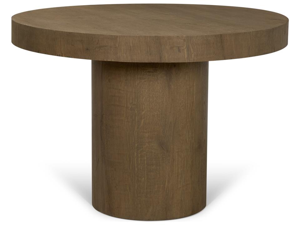 Lyonne 42" Round Medium Brown Oak Wood Pedestal Dining Table