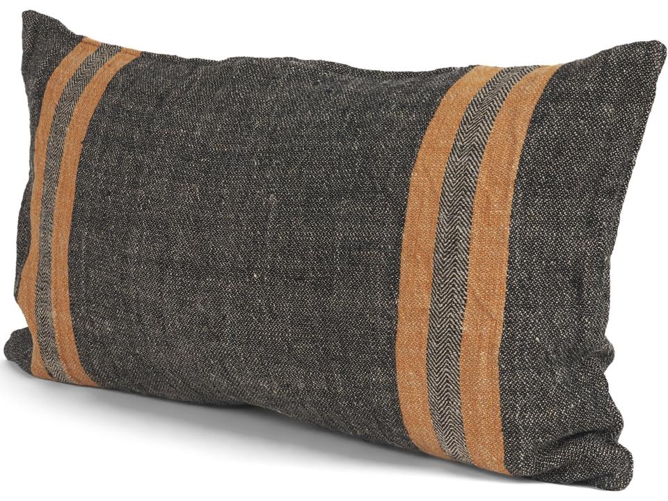 Mercer 14x26 Lumbar Black w/ Orange Stripes Decorative Pillow Cover