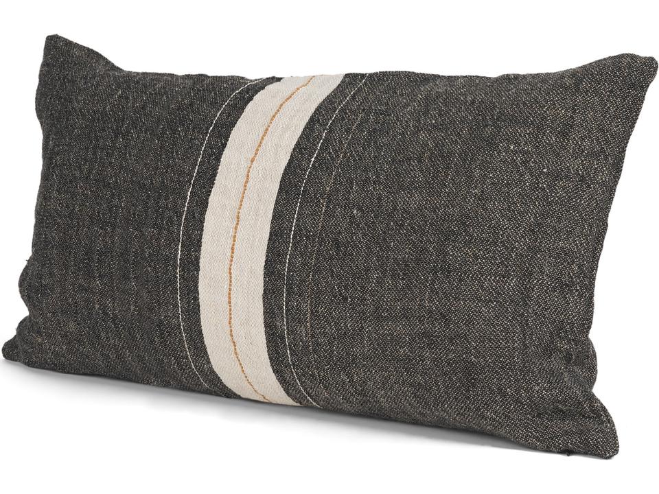 Cooper 14x26 Lumbar Black w/ Cream Stripe Decorative Pillow Cover