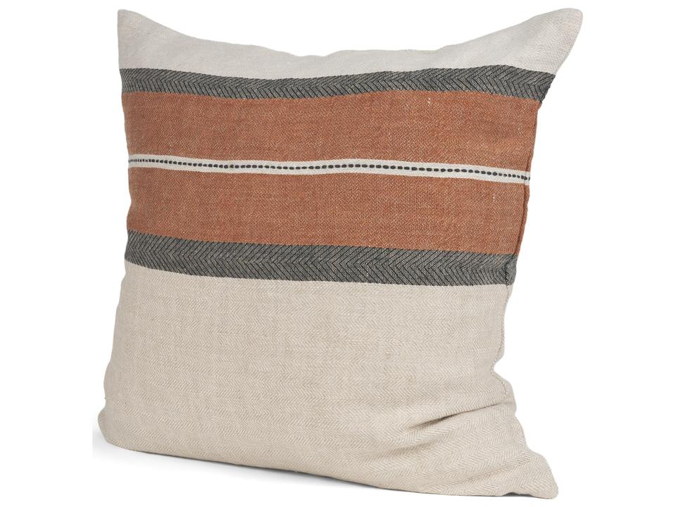 Mason 22x22 Square Cream w/ Orange Stripe Decorative Pillow Cover