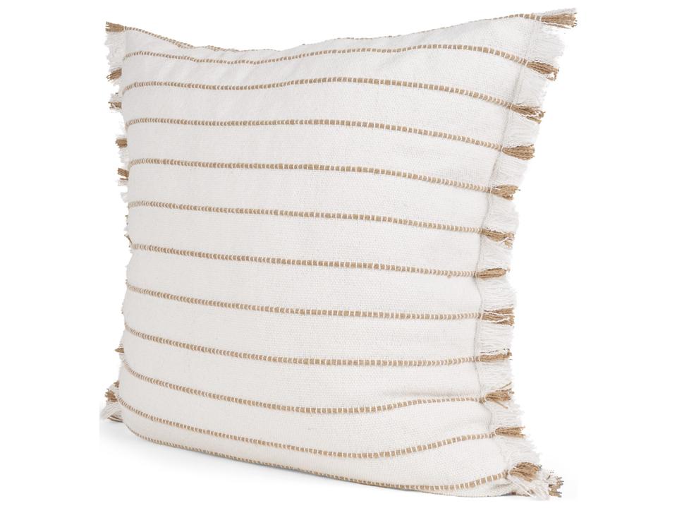 Willow 20x20 Square Cream w/ Camel Stripes Decorative Pillow Cover