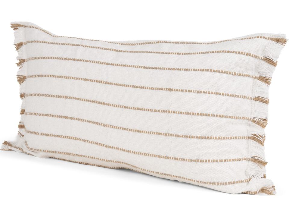 Willow 14x26 Lumbar Cream w/ Camel Stripes Decorative Pillow Cover