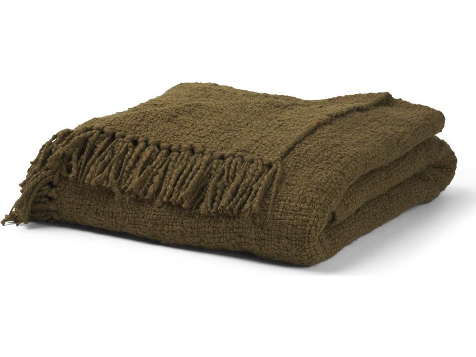 Kambal Dark Olive Green Woven Cotton Throw Blanket