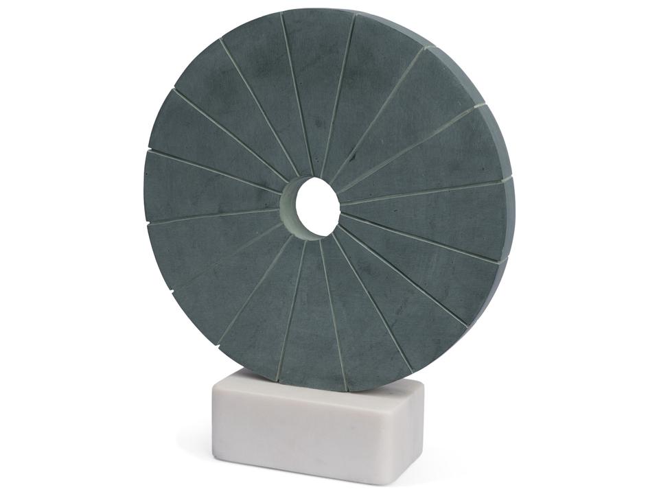 Orin Gray Marble Round Disc Decorative Object