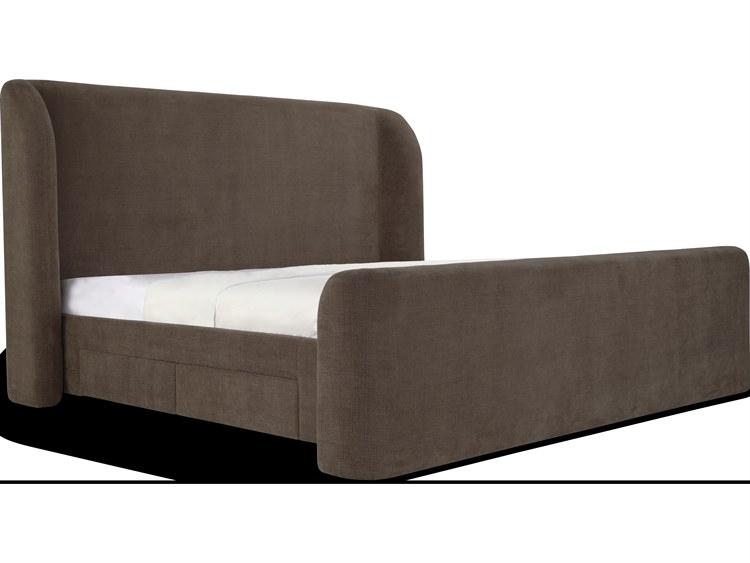 Sophia King Storage Bed in Brown Polyester Fabric