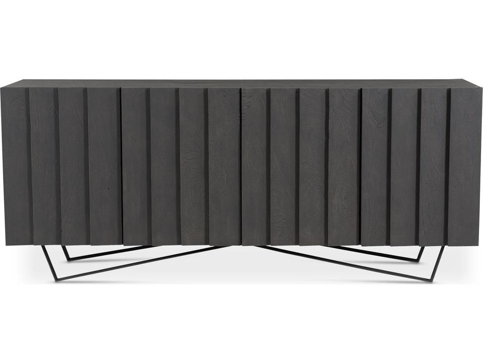 Mango Wood Sideboard 71 Inch Grey Sand Blasted Black