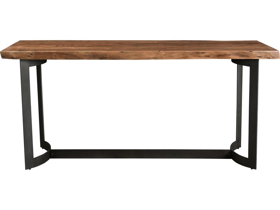 Bent Industrial Solid Acacia Wood Counter Table with Iron Base
