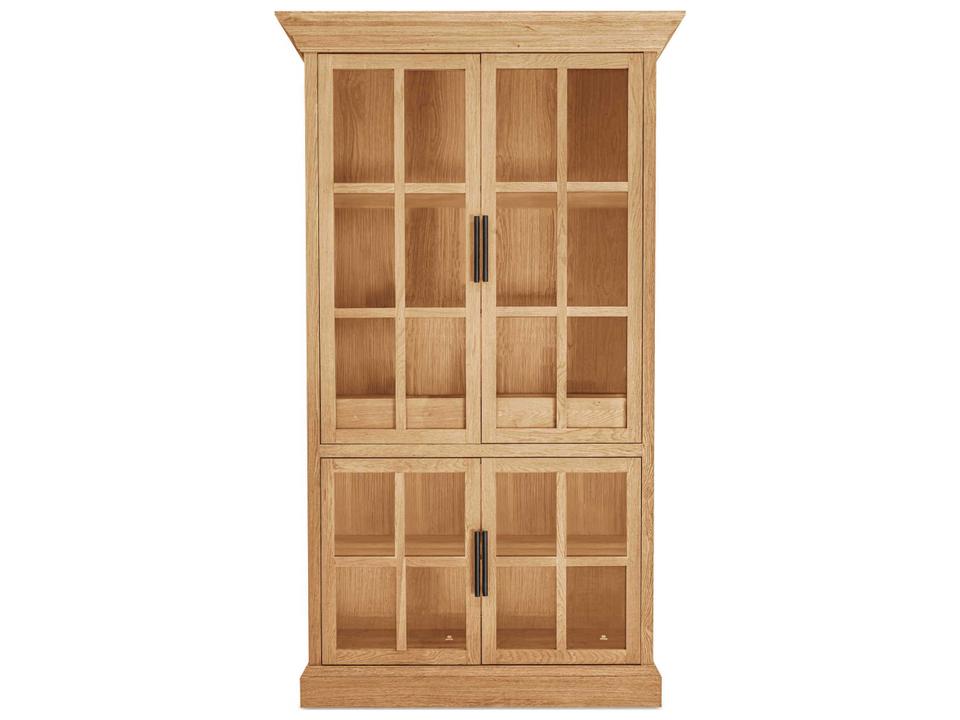 Raymond Natural Oak Wood Glass Display Cabinet