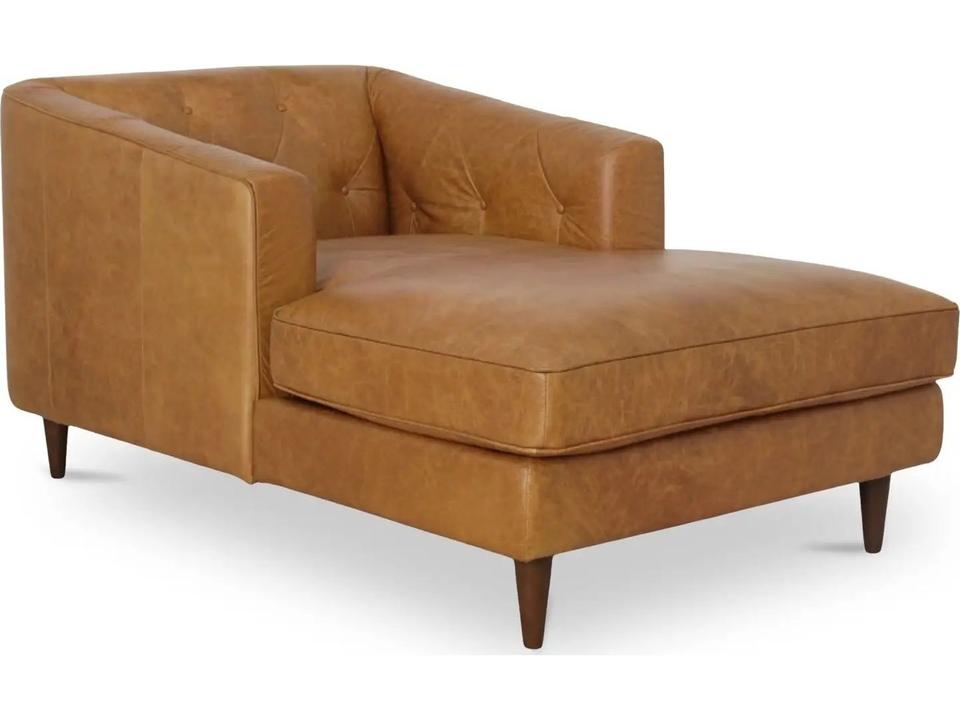 Dunmore Brown Tan Leather Chaise