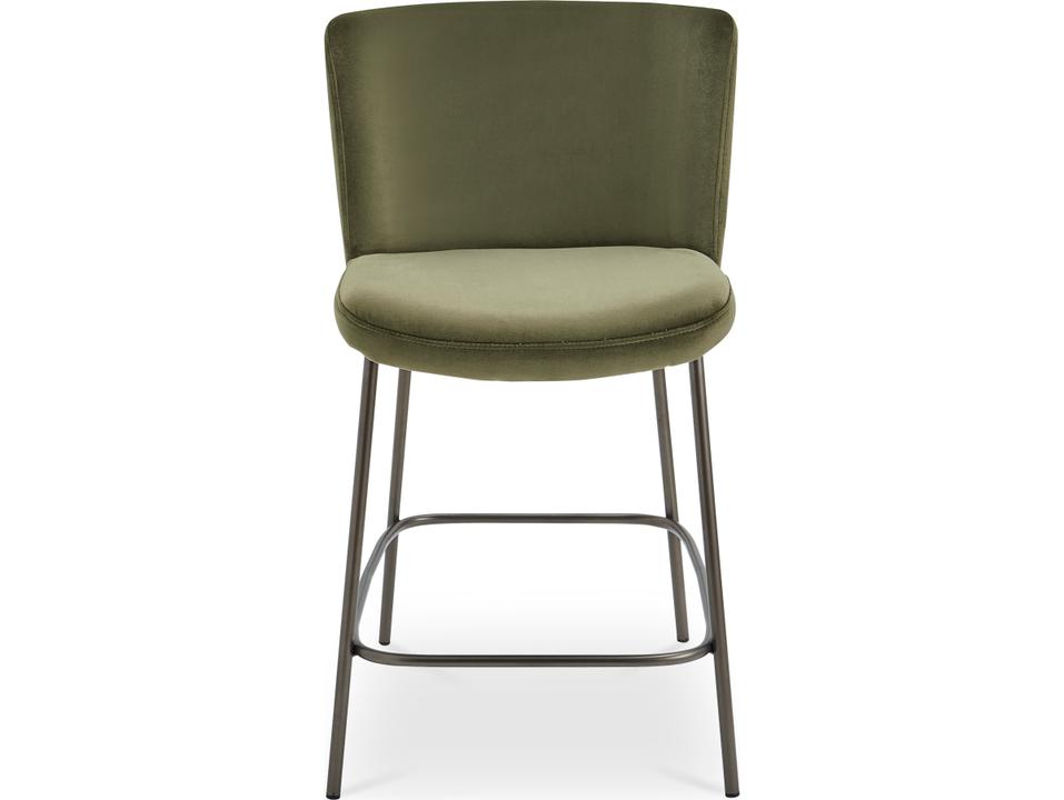 Early Faux Green Mohair Counter Stool