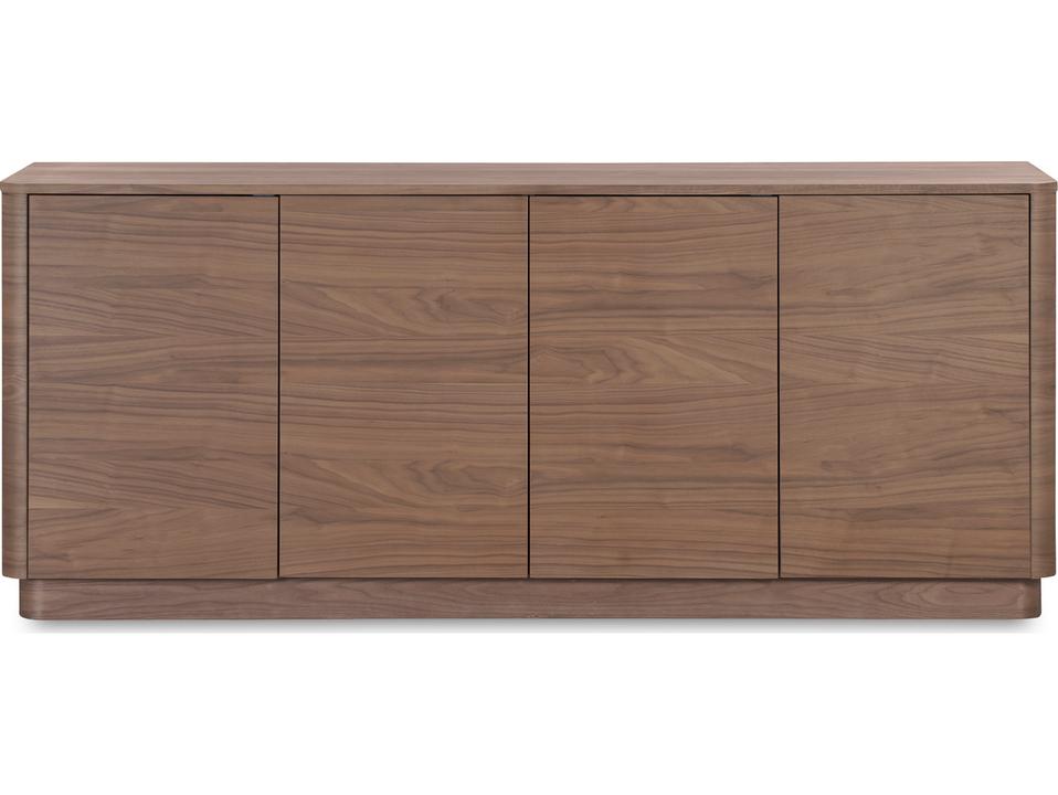 Round Off 72-Inch Rubberwood Sideboard in Natural Walnut