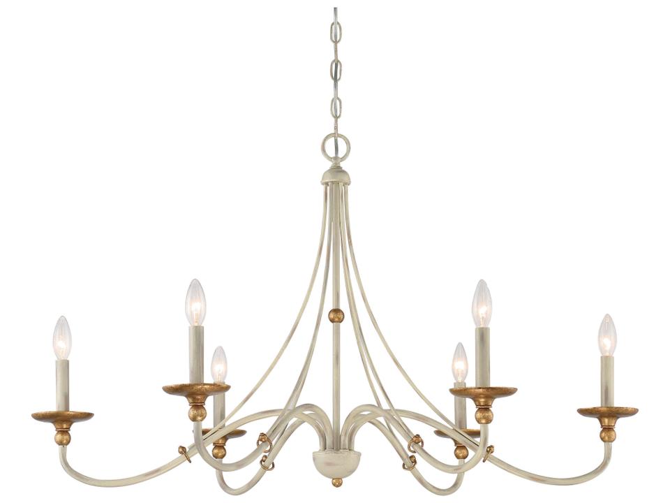 Minka-Lavery 6-Light Westchester County Chandelier in Farmhouse White with Gilded Gold Leaf