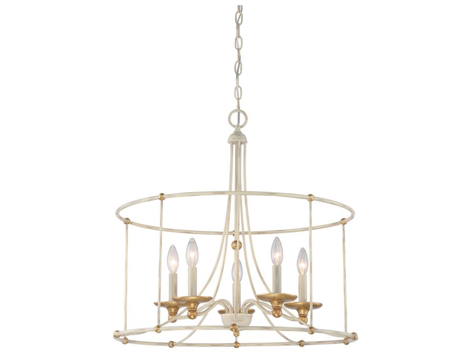 5-Light Westchester County Chandelier in Farmhouse White and Gilded Gold Leaf