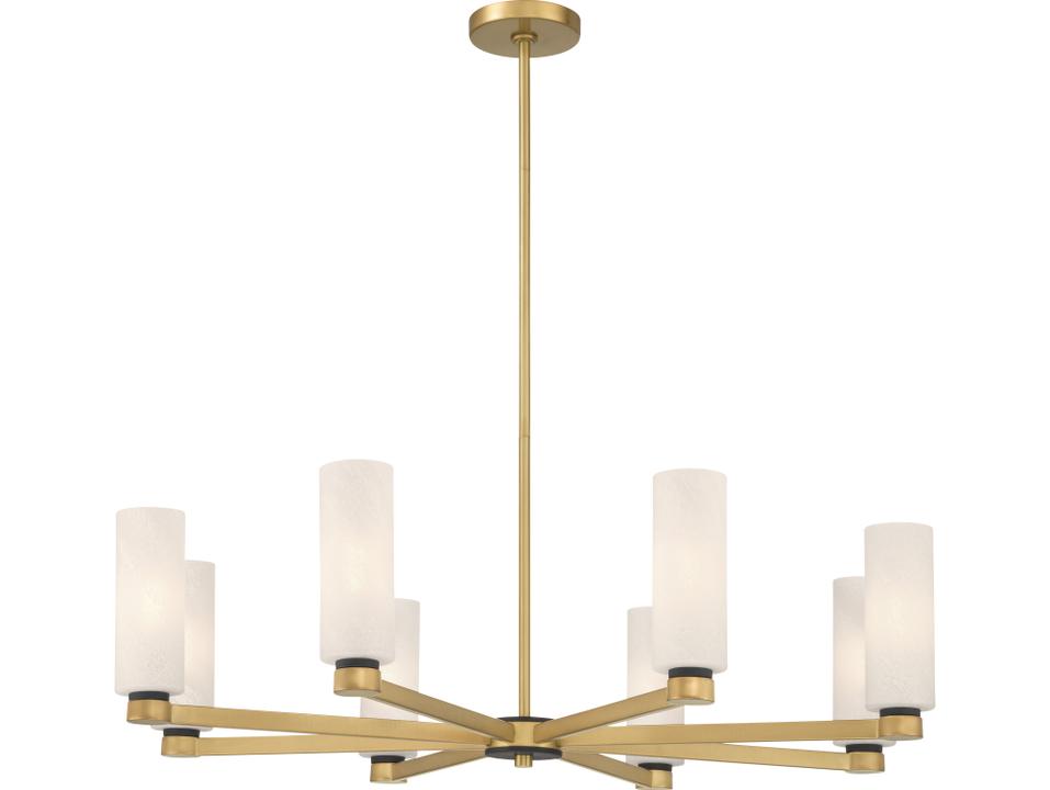 Wexmere 8-Light Chandelier in Legacy Brass and Etched Alabaster Glass