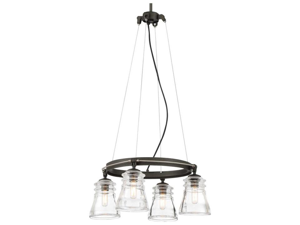 4-Light Graham Avenue Chandelier in Smoked Iron and Brushed Nickel