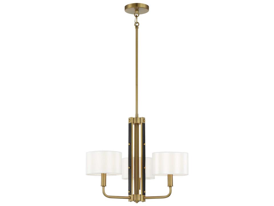 Chelsea 3-Light Soft Brass Chandelier with White Silk Shades