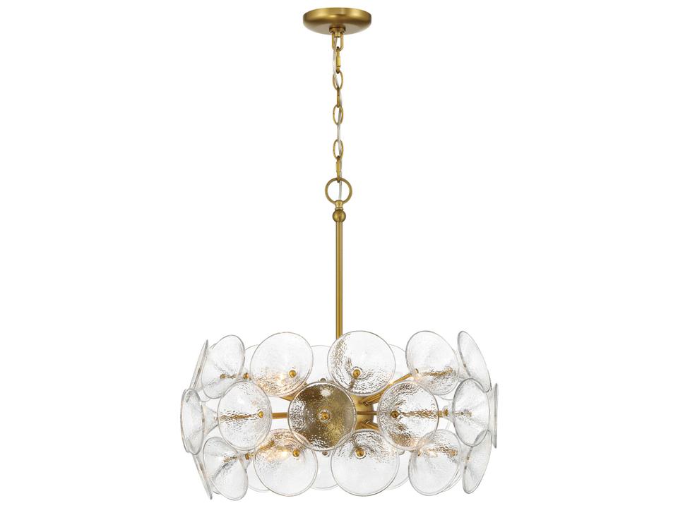Winter 8-Light Sputnik Chandelier in Soft Brass with Fluted Glass
