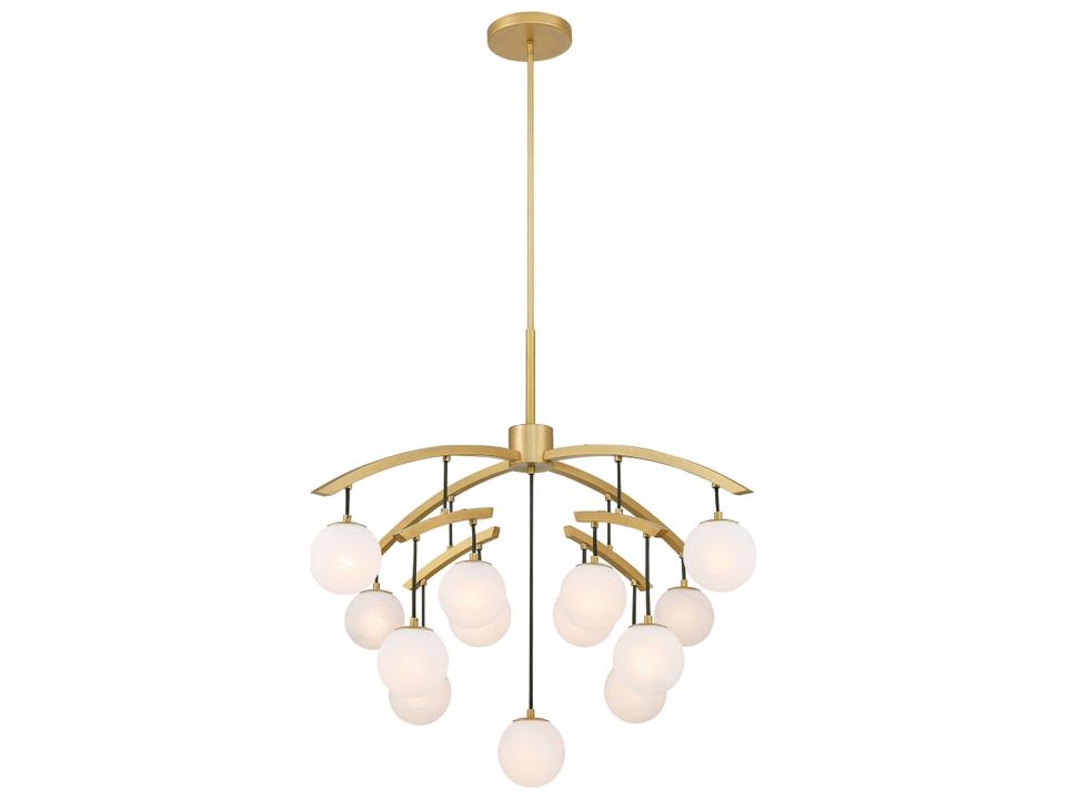 Curven 13-Light Globe Chandelier in Legacy Brass