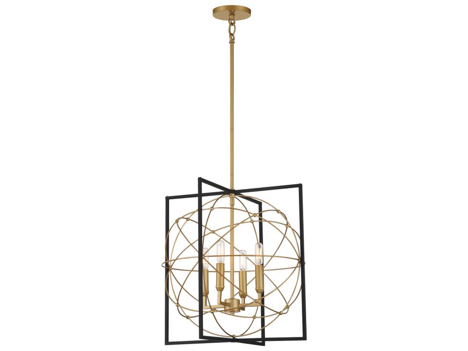 Minka-Lavery Titans Trace 4-Light Open Frame Pendant Light Sand Coal with Painted Honey Gold
